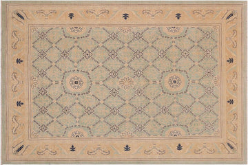 handmade Traditional Kafkaz Chobi Ziegler Green Tan Hand Knotted RECTANGLE 100% WOOL area rug 9 x 12